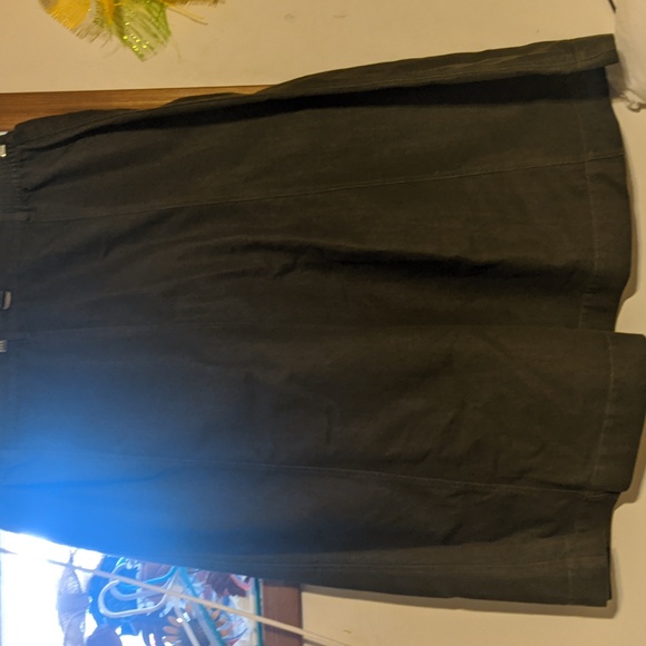 Roaman's Army Green Long Modest Denim Skirt Side Elastic on Waist No Slits 28 W - Picture 12 of 12